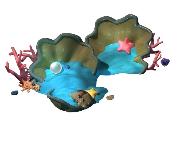 Cartoon Underwater City – Shell 04 3D Model