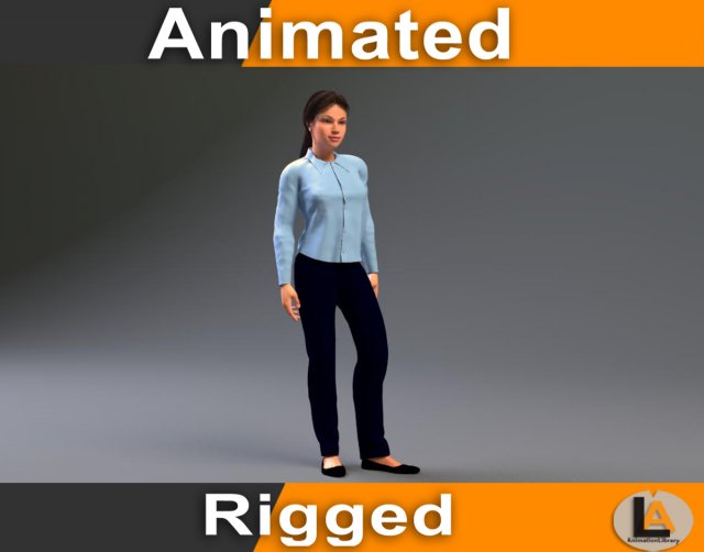 Casual woman animated 3D Model