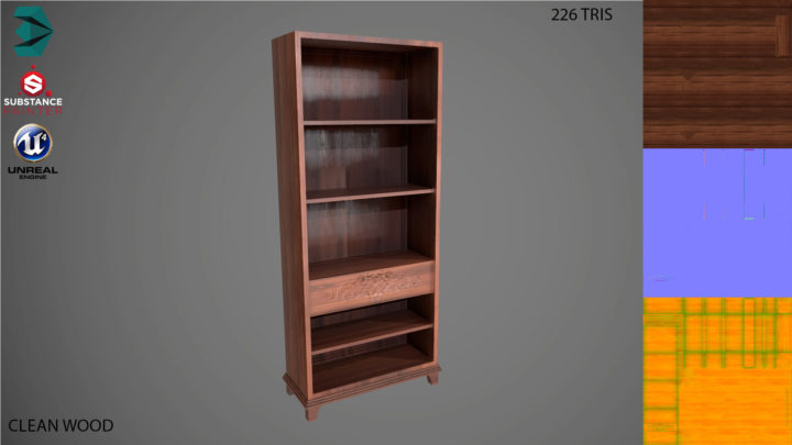 Low Poly Wooden Shelf 3D Model