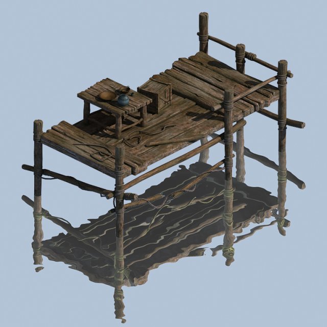 Wooden board – small pier 3D Model