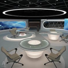 Virtual TV Studio News Set 3 3D Model