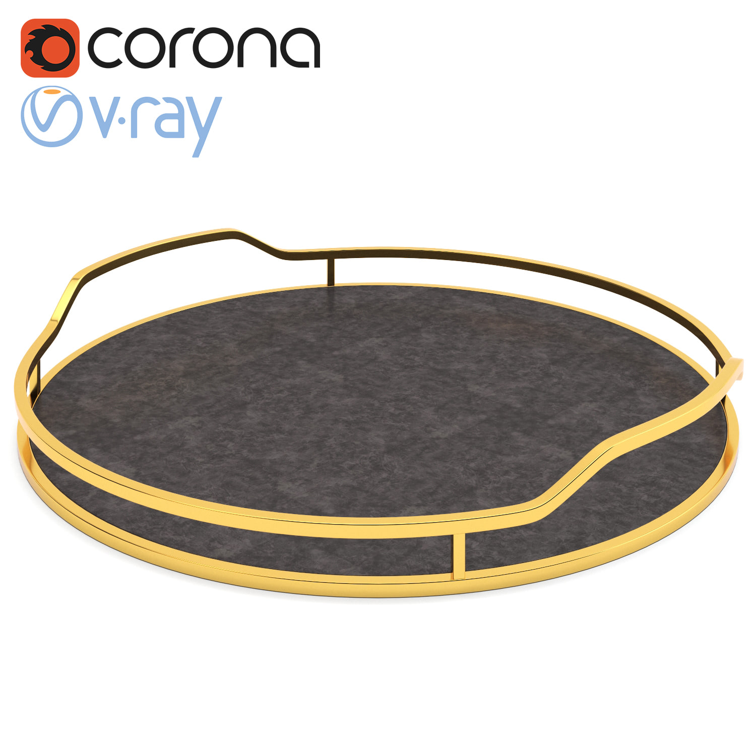 Fishs Eddy Gilded Caf Mirror Tray 3D model 3D Model