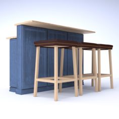 Bar counter with chairs 3D model 3D Model