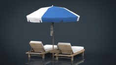 Beach Chair Umbrella 3D Model