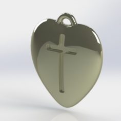 Pendant Heart with a Cross printable model 3D Print Model
