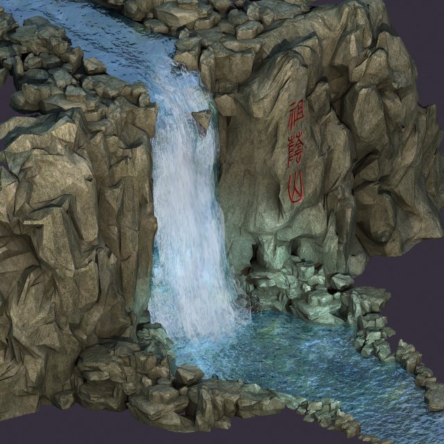 Mountain Landscape – Waterfall 03 3D Model