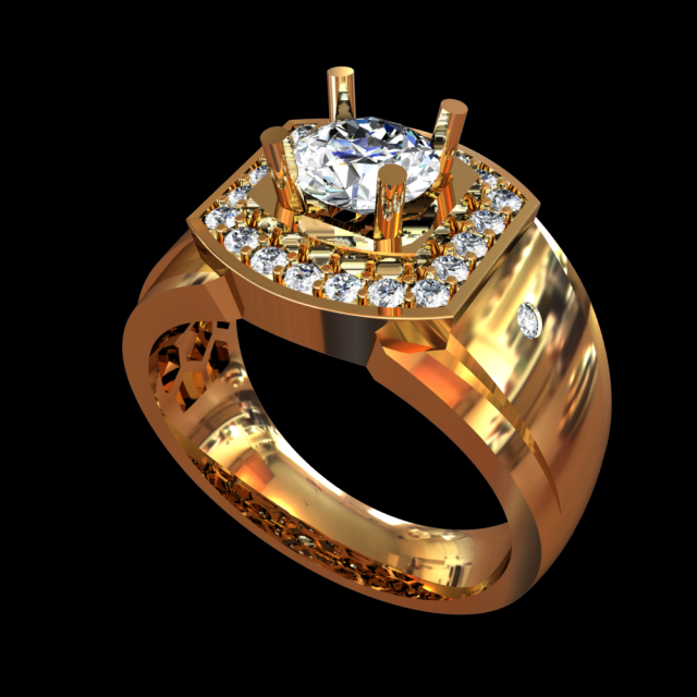 GOLD RING 18K DIAMOND 3D Model