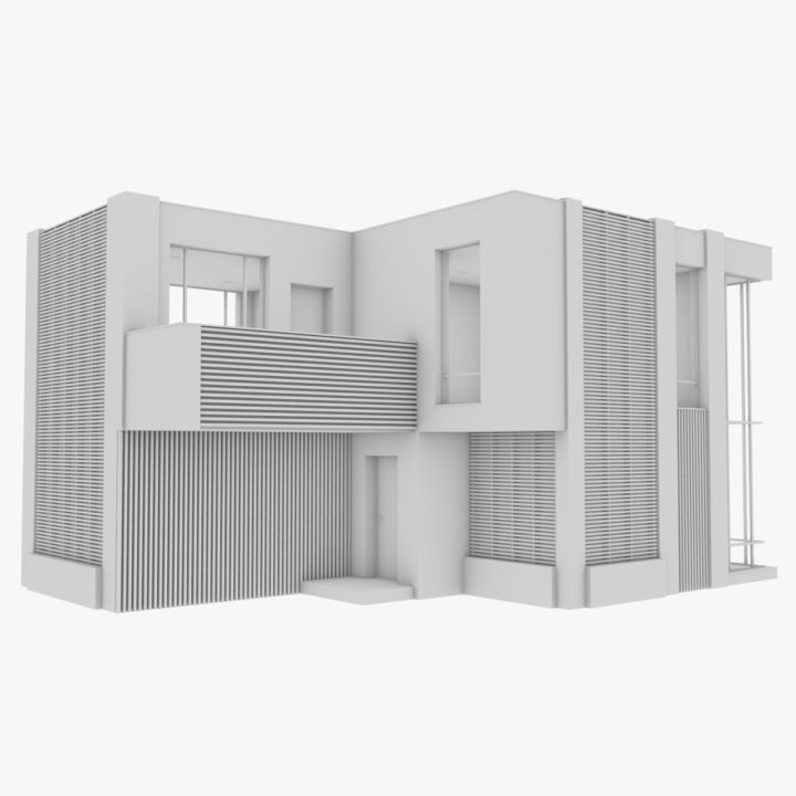 3D Modern House 15 ( Interior + Exterior ) Bare Bones Version model 3D Model