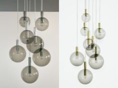 Brass and Smoked Glass Ceiling Lights 3D Model