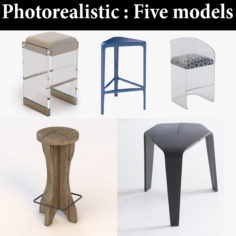 Photorealistic Barstool For Restaurant Collection 6 3D Model