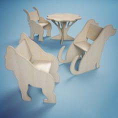 Vray Ready Modern Wooden Children Chair Collection 3D Model