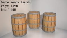 Wooden Barrel (Game Ready) 3D Model