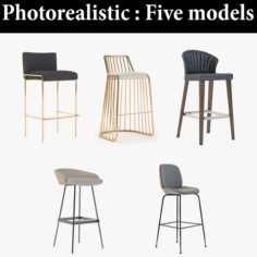 Photorealistic Barstool For Restaurant Collection 1 3D Model