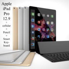 Apple iPad Pro 12.9+Cellular+Apple Pencil+Smart Keyboard 3D Model