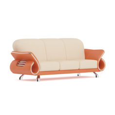 Orange Leather Sofa 3D Model