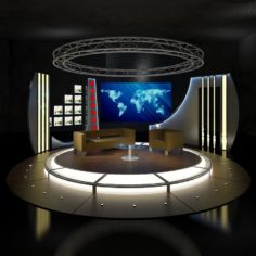 Virtual TV Studio Chat Set 19 3D Model