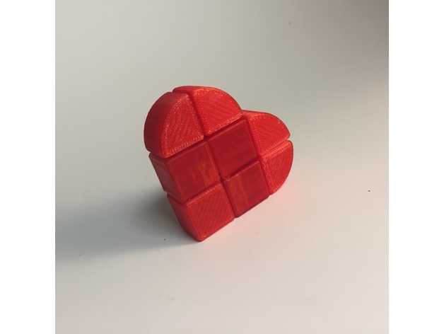 1x2x2 Heart Cube 3D Print Model