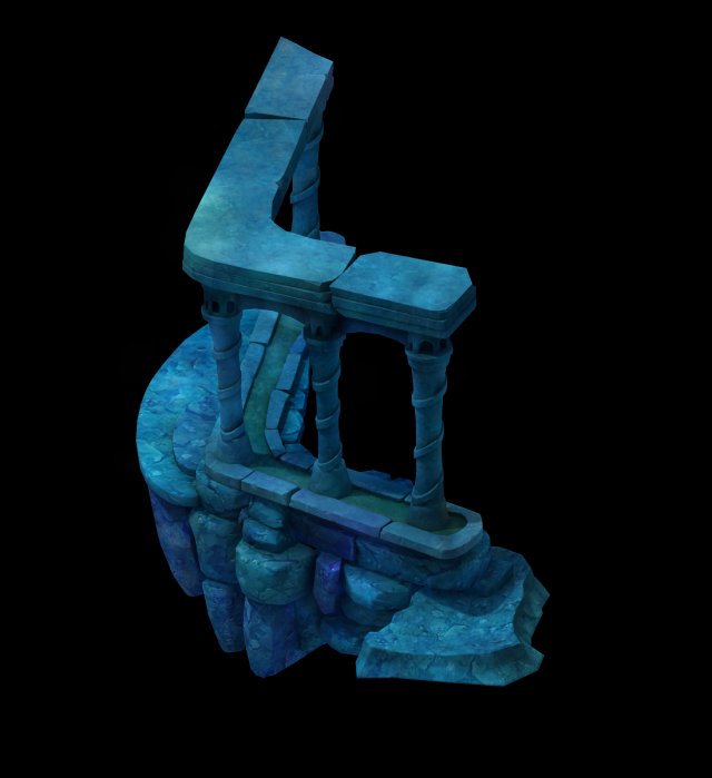 Cartoon Underwater City – Underwater Castle Pillars 3D Model