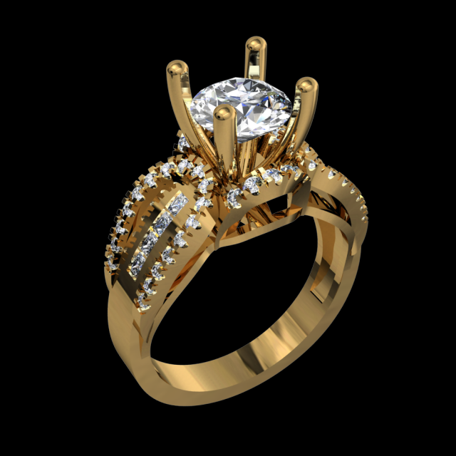 GOLD 18K DIAMOND RING 3D Model