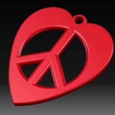 Heart-Peace Earrings 3D Print Model