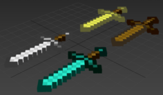Minecraft Swords 3D Model