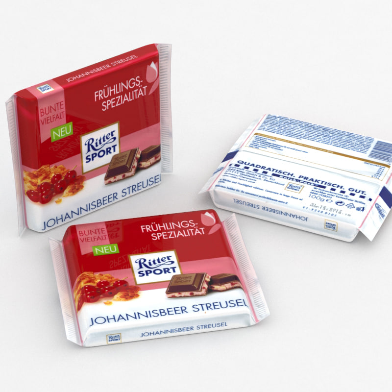 3D Ritter Sport Johannisbeer Streusel 3D Model