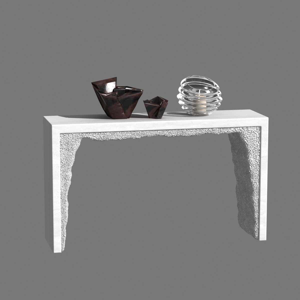 White Cement and White Rock Salt Console by Fernando Mastrangelo 3D Model
