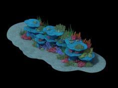 Cartoon Underwater City – Seabed Cliff 3D Model