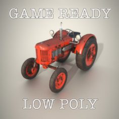 3D model Game Ready Old Tractor Low-Poly 3D Model