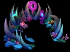 Cartoon submarine city – witch lair 3D Model