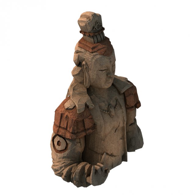 Large Stone Carving – Broken Buddha 03 3D Model