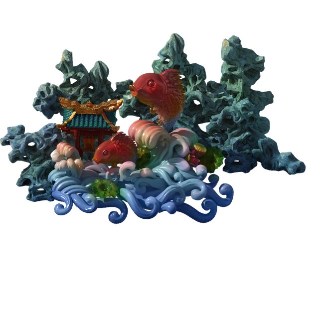 The shore of Taihu Lake – stone fish decoration 3D Model