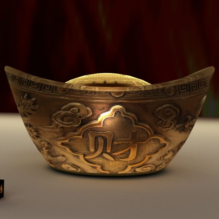 Chinese gold ingot 3D Model