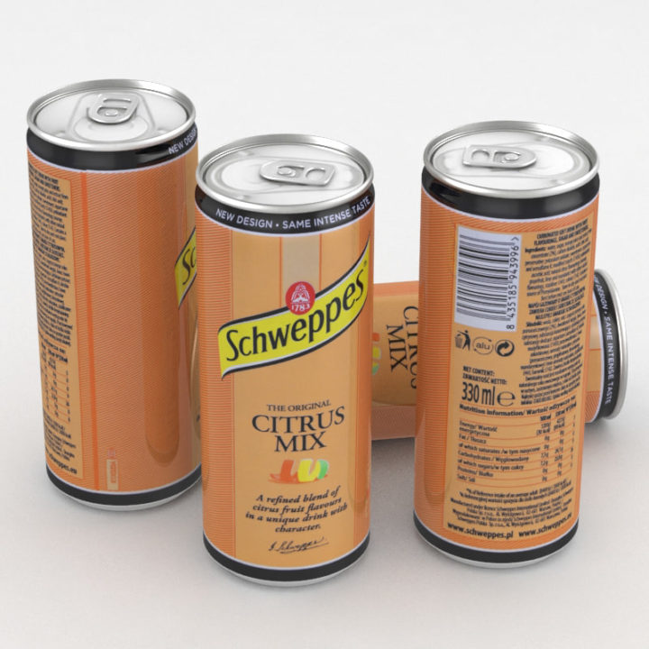 3D Beverage Can Schweppes Citrus Mix 330ml Tall 3D Model