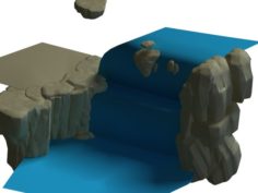 Cartoon forest – river stone waterfall 3D Model