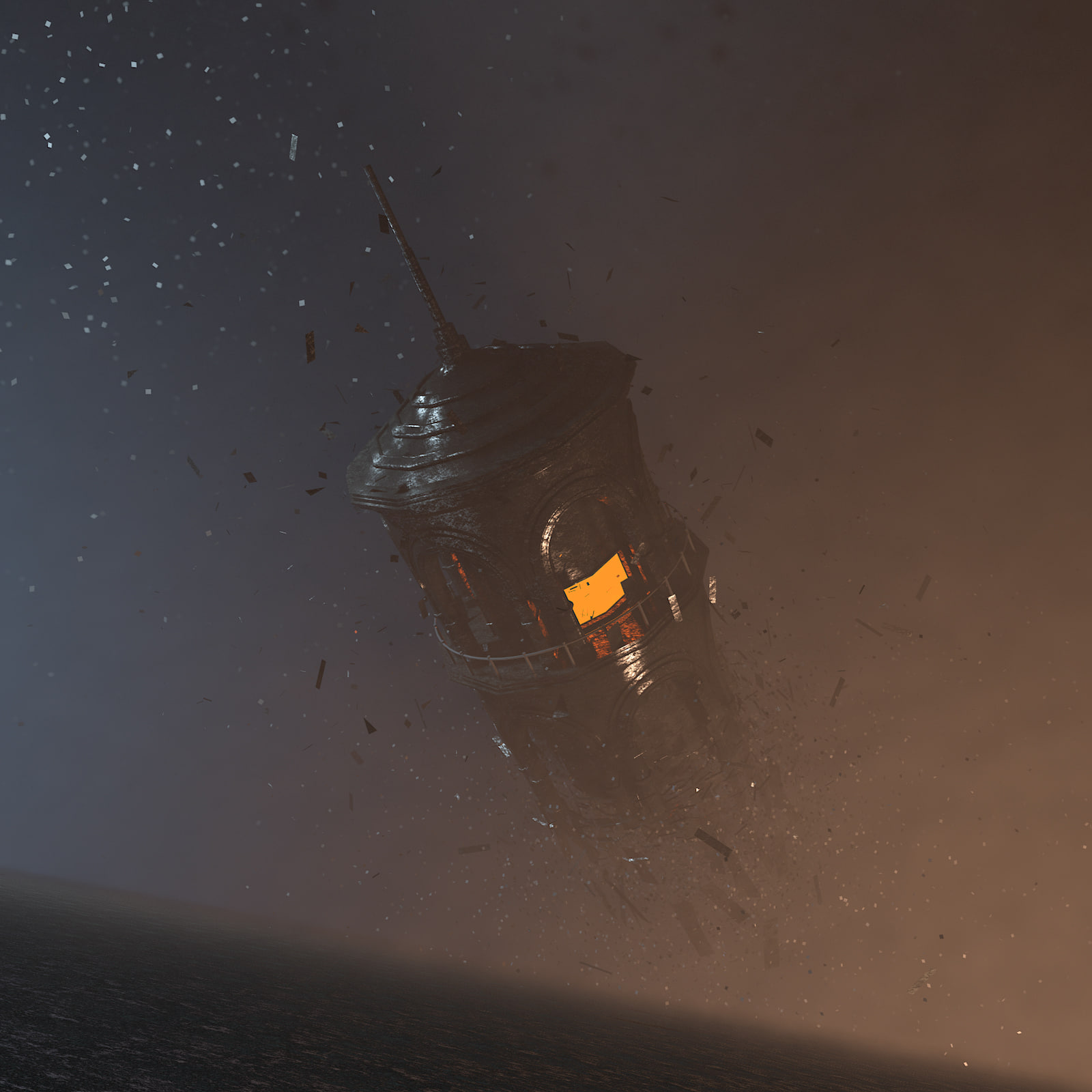 3D Surreal Black Tower Environment 3D Model