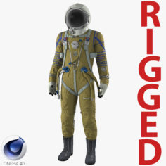 Space Suit Strizh with SK-1 Helmet Rigged for Cinema 4D 3D Model