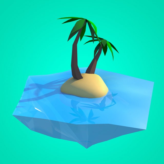 Coconut tree Island low-poly 3D model Free 3D Model