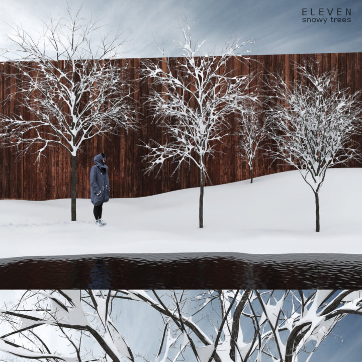 3D Eleven Trees for Archiviz (Snowy) model 3D Model