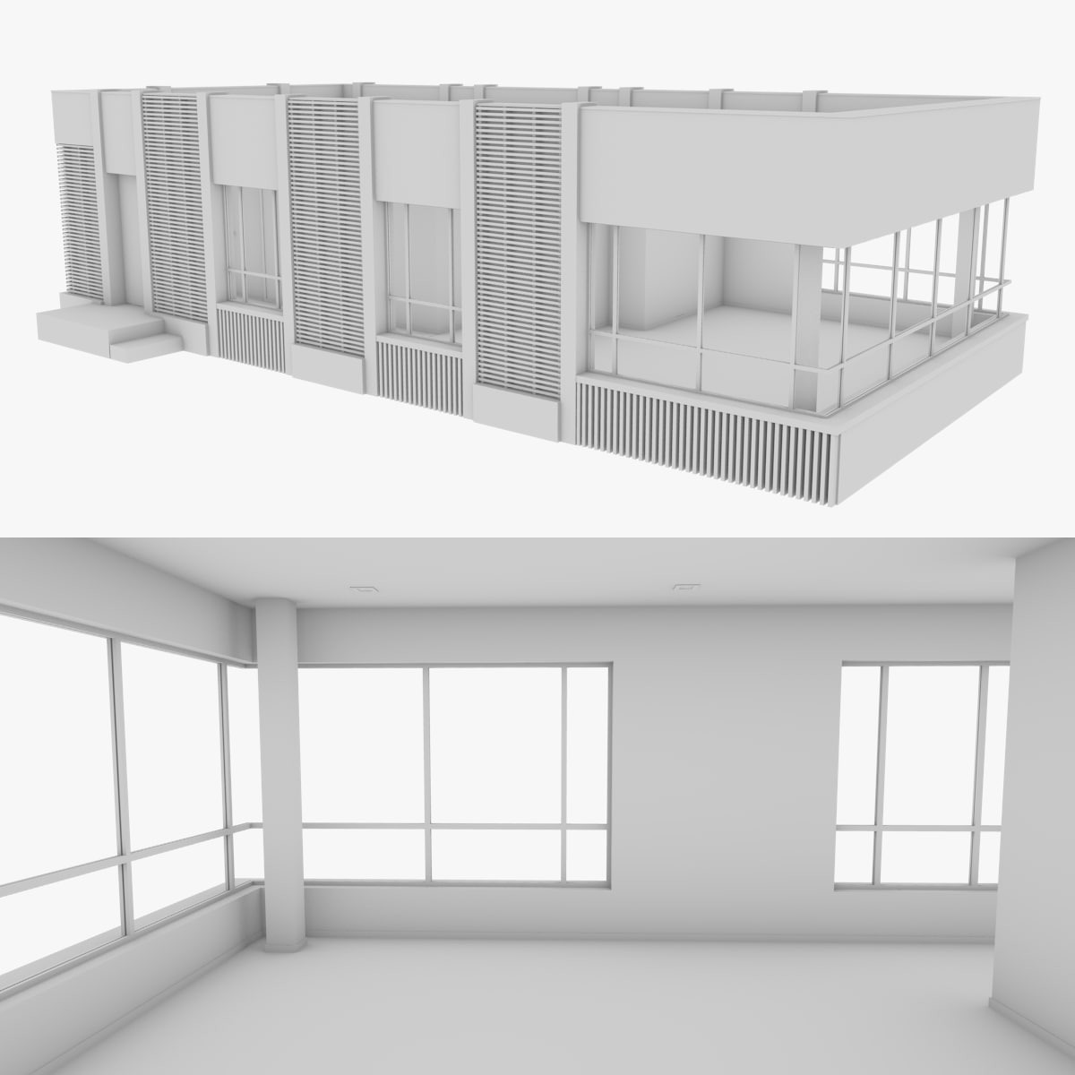 Modern House 6 Bare Bones Version 3D Model