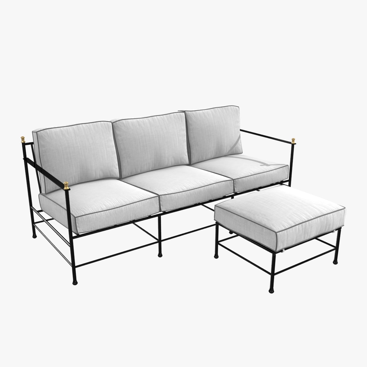 ONE KINGS LANE OUTDOOR Frances Sofa and ottoman White Black 3D model 3D Model