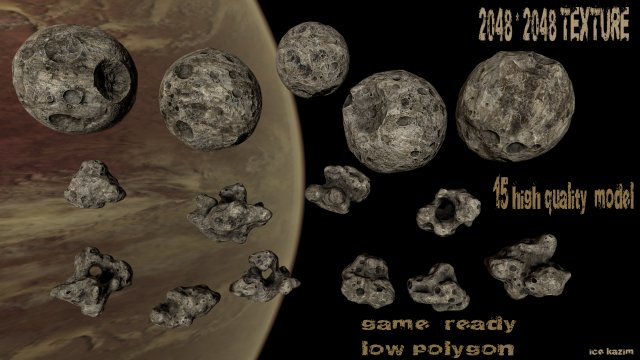 Asteroid set 3D Model