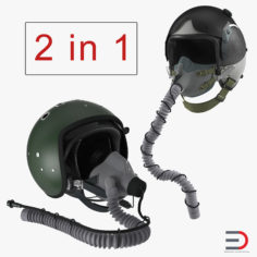 Jet Fighter Pilot Helmets Collection 3D Model