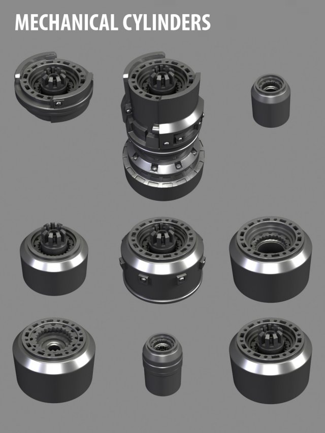 Mechanical Cylinders 3D Model