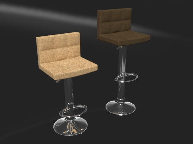 3D Bar Stool Leather High Back 3D Model