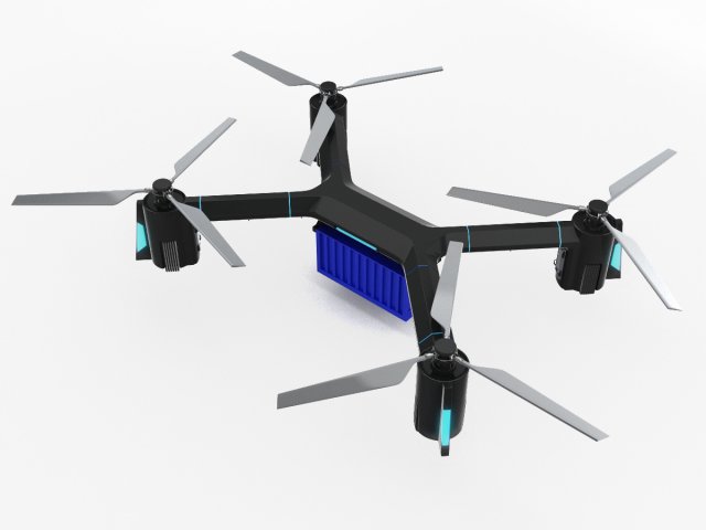 Cargo Quadrocopter Dron Concept 01 3D Model