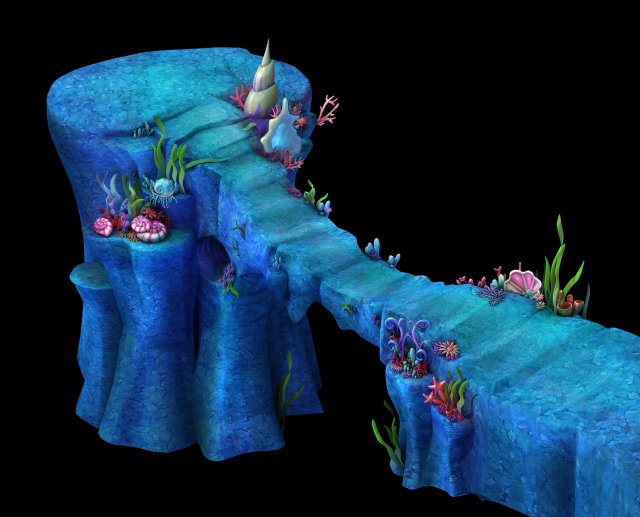 Cartoon Underwater City – Palace Bridge 02 3D Model