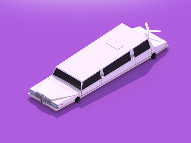 Cartoon Low Poly Limousine 3D Model