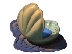 Cartoon submarine city – shell bed 3D Model