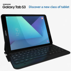 Samsung Galaxy Tab S3 black with S Pen & Keyboard 3D Model